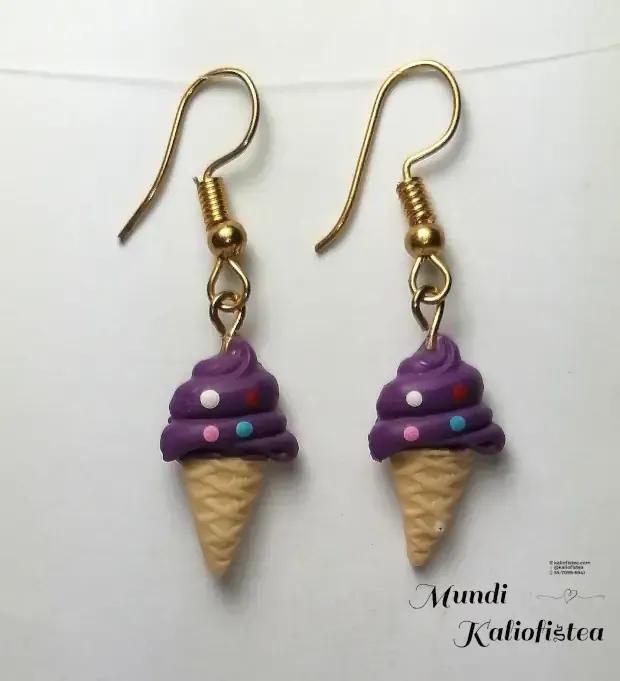 Arete pasta flexible de helado con chispas de colores